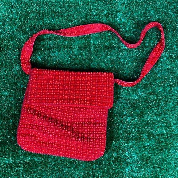 Vintage Cherry Red Candy Dot Handbag - Picture 1 of 11